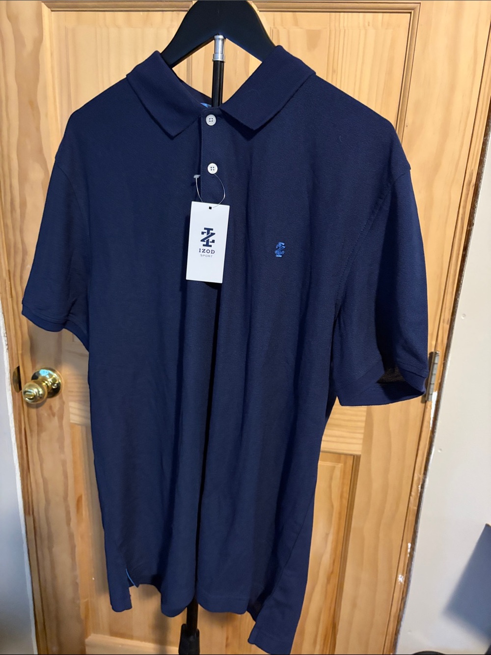 Izod Navy Short-Sleeve Pique Polo